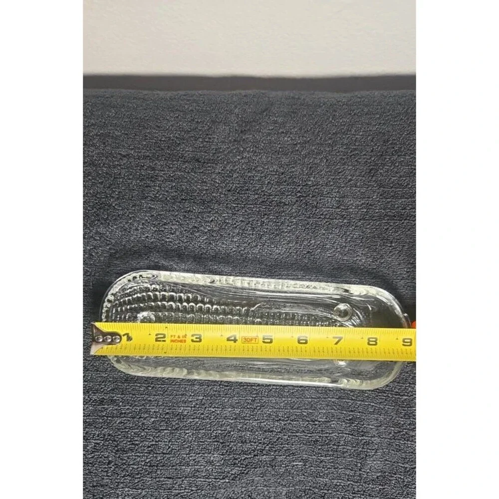 Set of 6 Vintage Clear Pressed Glass Corn on the Cob Serving Dishes